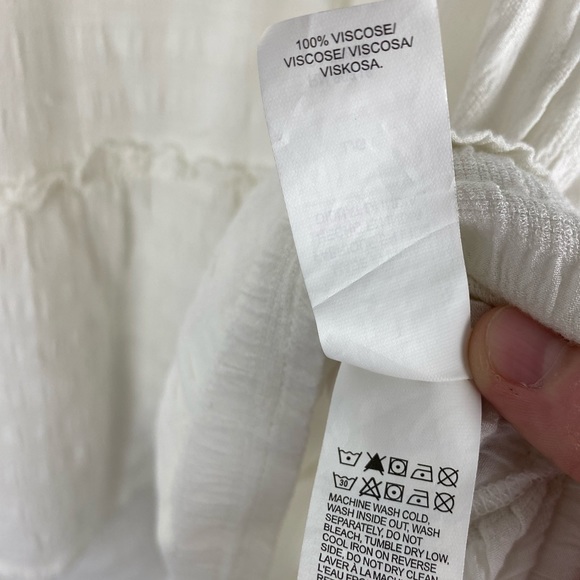 Lucky Brand White Split Neck Tiered Peasant Top - Picture 6 of 6